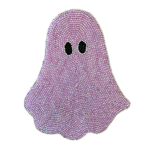 Rachel Zoe PINK GHOST Beaded Placemat 15in Halloween Glam Decor New - Picture 1 of 8